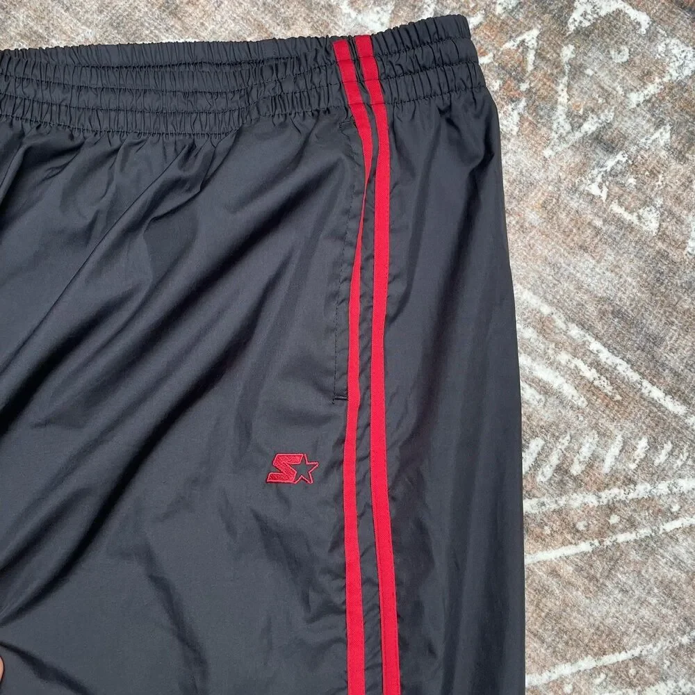 Vintage Starter Track Pants Mens XL Black tango Red Stripes Windbreaker Retro